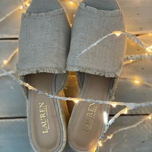 NWOB women’s Lauren Linen wedge sandals sz 8